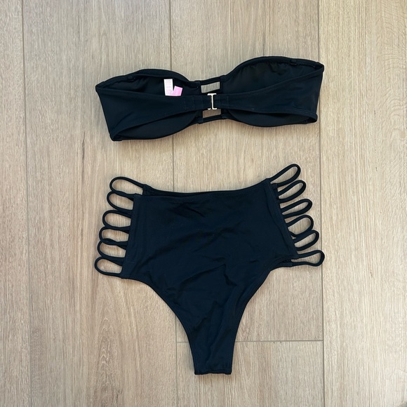 Victoria's Secret Black Strappy Bikini Set - Picture 2 of 4